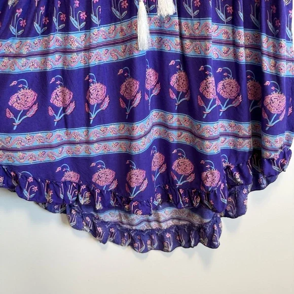 SPELL Bohemian Royale Playdress Purple S Small Mini Ruffle Dress Tassel - Picture 7 of 12